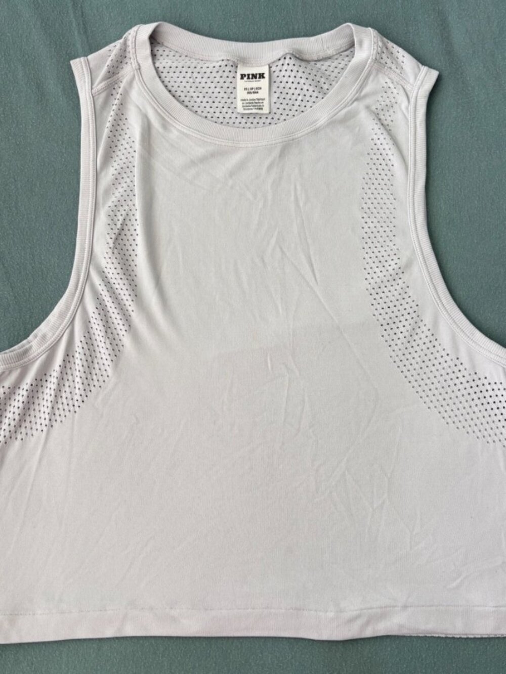 PINK Victoria's Secret Crisp White Seamless Open Mesh Cropped Gym Tank Top XS